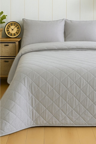 Formeya Gri Çift Kişilik Pike Çok Amaçlı Yatak Örtüsü Gri