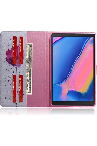 Mor Orkide Desen Yatay Flip Deri Kılıf Galaxy Uyumlu Tab A 8 / P200 / P205