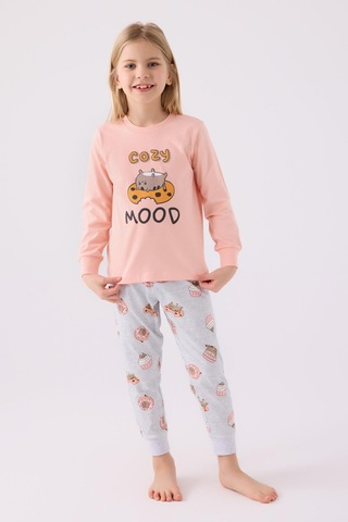 Rolypoly Kız Çocuk Uzun Kol Pijama Takım A.somon-1725 SOMON