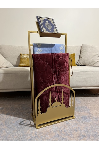 Safa Premium Rahleli Seccade Askısı, Ramazan Dekoru Gold Gold