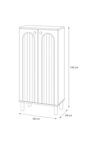 Lidya 2 Kapaklı Ayakkabılık – Atlantik Çam / Beyaz 60x34x135 Cm