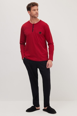 Tudors Erkek Standart Fit Normal Kesim %100 Pamuk Bisiklet Yaka Beli Lastikli Siyah Pijama Takımı-37944 Siyah