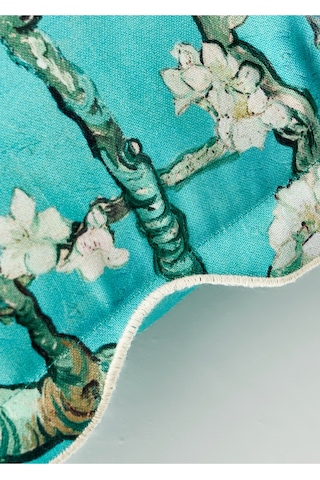 Bella Maison Van Gogh Almond Blossom Pamuklu Scallop Dekoratif Yastık Kılıfı Turkuaz 35x50 Cm Turkuaz