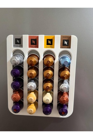 Kapsül Kahve Standı Buzdolabı Için Mıknatıslı 20 Kapsül Kapsül Tutucu Beyaz Renk Beyaz