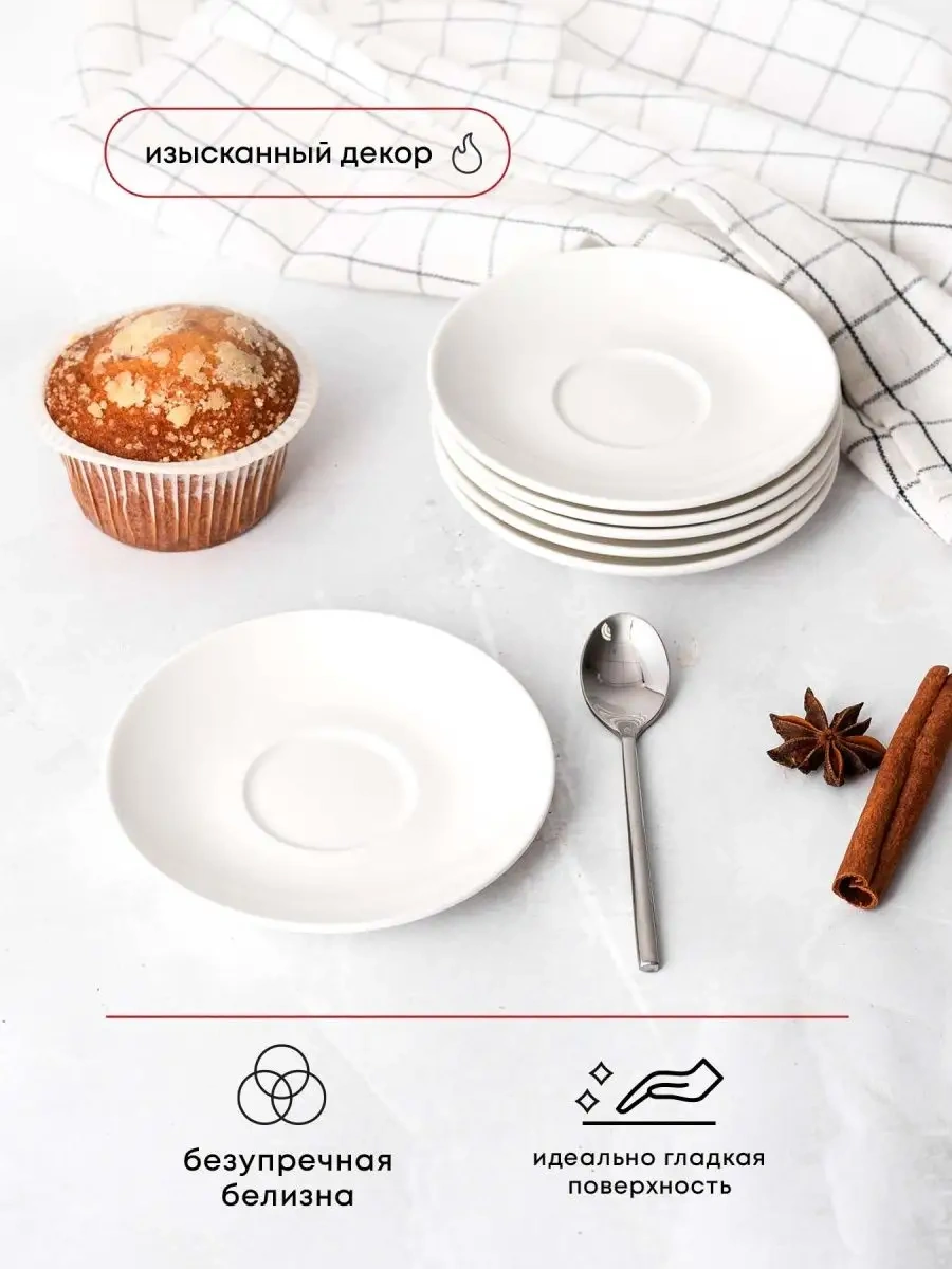 Kunstwerk Kahve Tabağı Seti 10.5 Cm 6 Parça 74419672 Beyaz