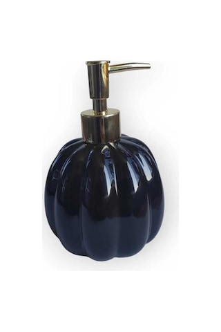 Pumpkin Siyah Porselen Sıvı Sabunluk Balkabağı Gold Pompa Sabunluk Siyah