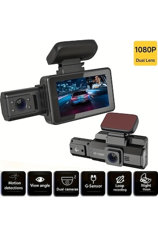 Xuweiwei Yükseltilmiş 1080p Çift Lensli Araç Kamerası Memory Card A88-32gb Gece Görüşü Park Modu