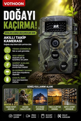 Fotokapan Kamera 3 Sensör 16mp Full Hd 1080p Gece Görüşlü 2 Inç Lcd Ekran Yeşil