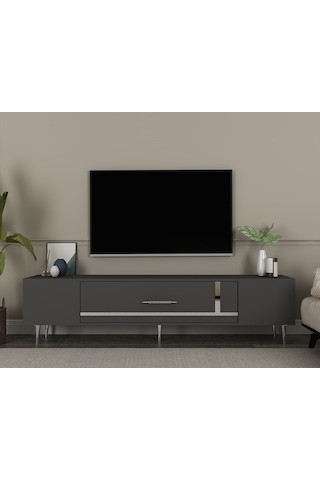 Şuşa Tv Sehpası Tv Ünitesi 150 Cm Antrasit Gümüş