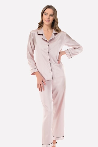 Nbb Kadın Pudra Saten Pijama Takımı 001
