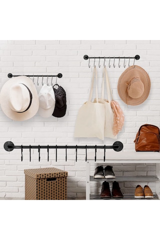 Kangvka Ev Kullanıma İdeal Çelik Çubuklu Duvar Asma Demiri - Sağlam, Çok Amaçlı 10 Adet/ Paket Çember Klipsli Tutucu