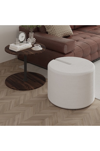 Vexana Puflu Yan Sehpa Saklanabilir Puflu Servis Sehpası Ceviz