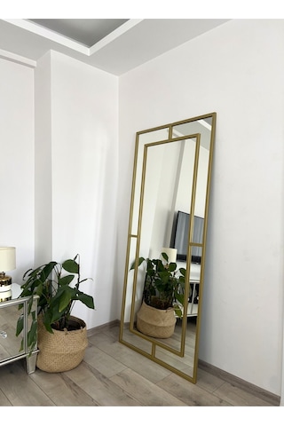 Effe Gold Metal Çerçeveli Yıldız 180x80 Cm Dekoratif Ayna