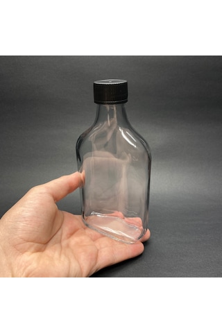 Rotanev 4 Adet Şeffaf Cold Brew Siyah Kapaklı Soğuk Kahve Yassı Cam Şişe 200 ml ve Çubuk Buz Kalıbı