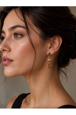 Taşlı Sallantılı Küpe -625 Gold
