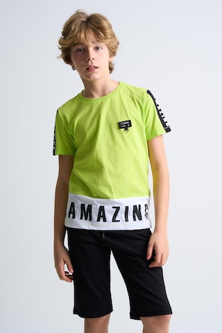 Alexandergardi Alexandergardı Baskılı İkili Çocuk T-shirt-şort Takım Açık Yeşil