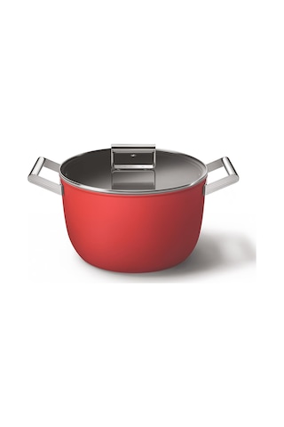 Smeg Cookware 50's Style Kırmızı Tencere Cam Kapaklı 26 CM 7.7 L