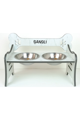 Realwood Suya Dayanıklı Özel İsimli Seramik Kase Kedi Köpek Mama Stantı