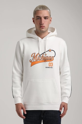 Kapüşonlu Ekru Slim Fit Full-zip Sweatshirt 24fwm64079 Ekru