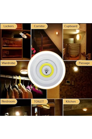 Uzaktan Kumandalı Yapışkanlı 3&amp Apos Lü Led Spot Lamba Çok Renkli