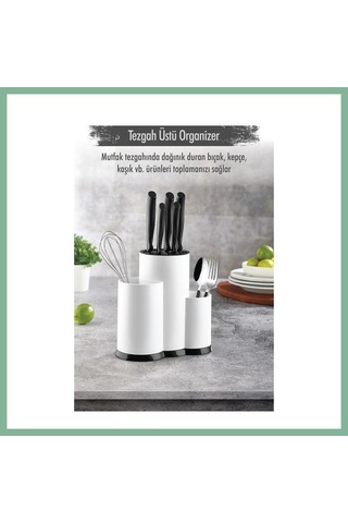 Bşkvirgo Tezgah Üstü Beyaz Kaşıklık & Bıçaklık & Kepçelik & Organizer Bsk2026