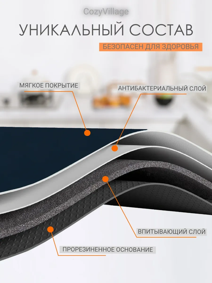 Cozy Village Emici Bulaşık Kurutma Paspası 50x40cm 260070930 Siyah