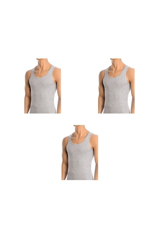 Erkek Pamuklu 3 Adet Gri Atlet