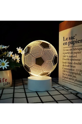 Kosona 3d Futbol Şekilli Kule Led Gece Lambası - 3 Renk Seçeneği, Dokunmatik Kontrol, Usb Beslemeli, Çocuk Odası Dekorasyonu