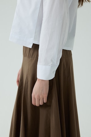 Molene Beyaz Çift Cepli Mini Poplin Gömlek