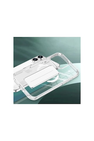 Jenerik Joko Apple iPhone Uyumlu Uyumlu 15 Kılıf Alfa Magsafe Standlı Kapak - Şeffaf