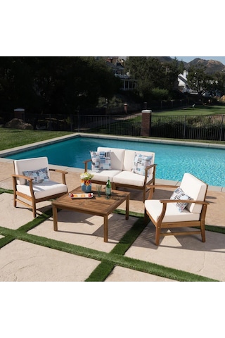 Rhiaconcept Lorelei Dış Mekan Ahşap Bahçe Ve Balkon 2+1+1 Koltuk Takımı Ceviz