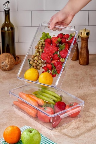 3 Lü Kapaklı Buzdolabı Organizeri & Buzdolabı Düzenleyici 3 Lt Çok Renkli