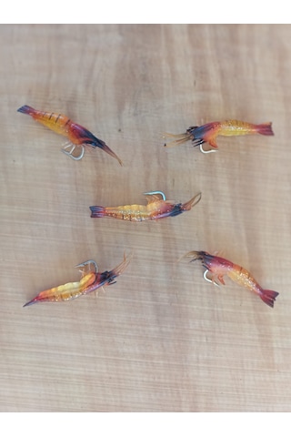 5 Adet Kırmızı Karides 9 Cm 6gr Kanca Lı Yapay Silikon Yem Shrimp
