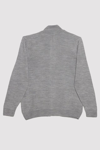 Tudors Erkek Slim Fit Dar Kesim Gri Dik Yaka Fermuarlı Düz Hırka-32263 Gri