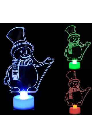 Kardan Adam Yılbaşı Plexi Modeller Led Li Tealight Şeffaf