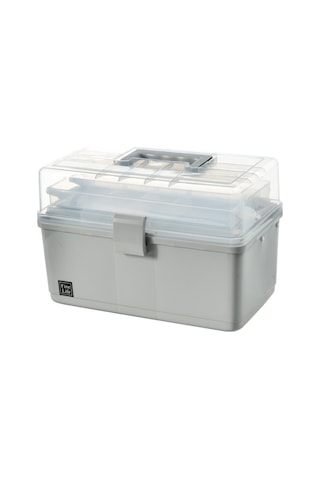 Wezone Büyük Kapasiteli Ev Tipi Tıbbi Sandık, 3 Katlı Şeffaf İlaç Saklama Kutusu, Su Geçirmez, Taşınabilir Gri Renk Gri