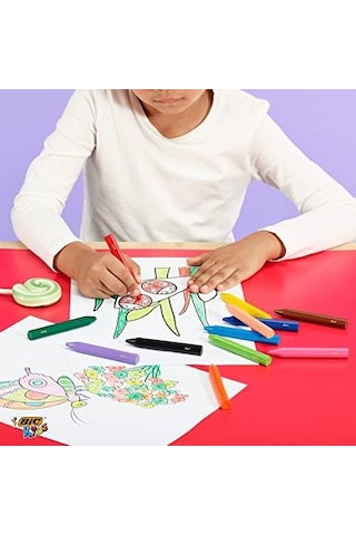 Bıc Plastidecor Elleri Kirletmeyen Üçgen Pastel Boya, 12'li Kutu, Elleri Boyamaz, 30 Aydan Büyük Çocuklar İçin İdeal