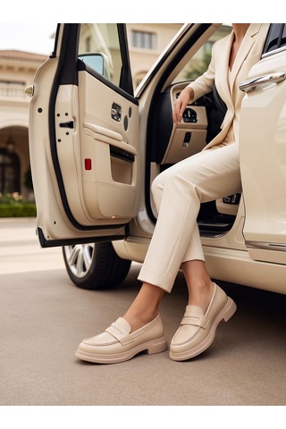 Nesilshoes Nesil Shoes Dvm 2530 Bej Maskulen Kadın Loafer