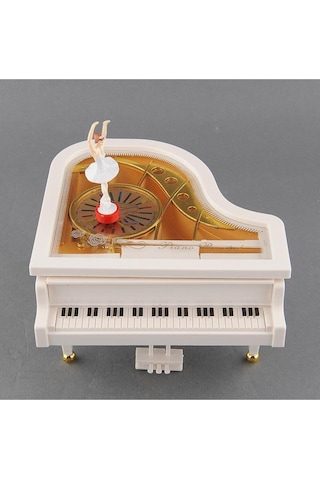Piyano Müzik Kutusu Dans Eden Balerinli Kurmalı Müzik Kutusu Pilsiz Çalışır