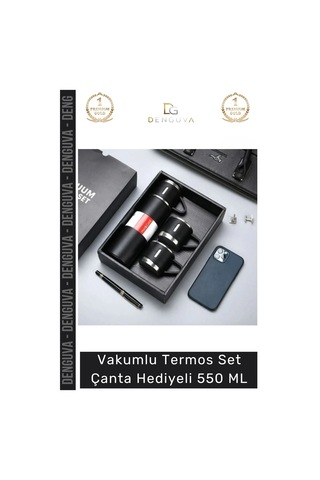 Özel Üretim Paslanmaz Çelik 3 Bardaklı Soğuk Sıcak Termos Vakumlu Termos Set Çanta Hediyeli 550 Ml Çok Renkli 02797823