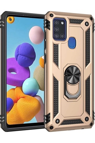 Galaxy A21S Kılıf Zore Vega Yüzüklü Standlı Zırh Kılıf
