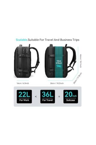 Mark Ryden Expandos Laptop Sırt Çantası Genişletilebilir İç Hacim Şarj Kiti Mr9299 Kr00 Siyah