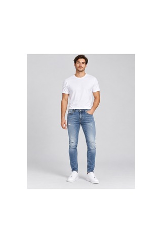 Nova Earth Art Unisex Açık Mavi Dar Paça Hafif Yırtık Detaylı Kot Middle Blue 30 Açık Mavi