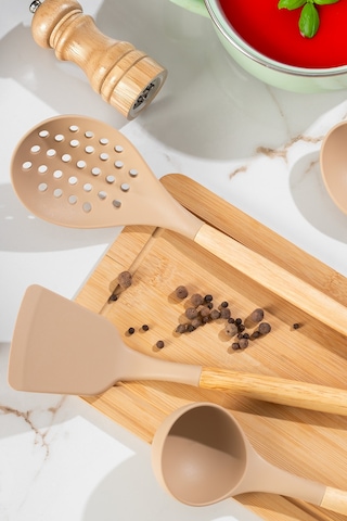 Porsima 3167 Bambu Silikon 4 Parça Servis Takımı Seti Kapicino Diğer