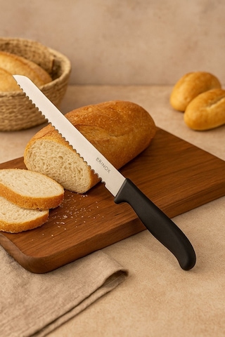 25 Cm Dişli Ekmek Bıçağı Paslanmaz Çelik, Ergonomik Saplı, Profesyonel Kullanım, Uzun Ömürlü-70 Gümüş