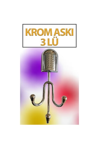 3 Lü Krom Duvar Askısı Birleşik Model Banyo Mutfak Havlu Askılığı Gümüş
