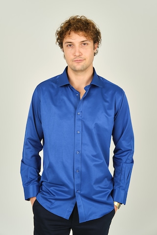 Figs Erkek Slim Fit Uzun Kollu Pamuklu Parlak Kumaş Gömlek 0013 Saks Saks