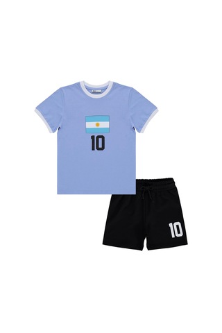 Civil Boys Argentina Baskılı 2'li 10-13 Yaş Takım - Pamuk Forma - Mavi