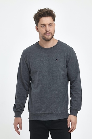 Comeor Erkek Antrasit Bisiklet Yaka Nakış Detaylı Regular Fit Sweatshirt Cmre70 Çok Renkli
