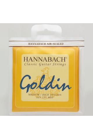 Hannabach 725mht Goldin Klasik Gitar Teli Seti Üst Segment - Premium Seri Super-carbon Tizler, Goldin Altın Alaşımlı Baslar, Medium/high Tension Karma Sertlik Ölçüler: 4/4 Standart Klasik Gitar Uyumlu